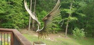 Signed 1977 CURTIS JERE Bird Sculpture EAGLE TAKING FLIGHT mid - century modern 5