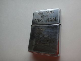 Vietnam War 1967 Zippo Lighter Nha Trang 67 - 68,  Us 5th Special Forces Group Logo