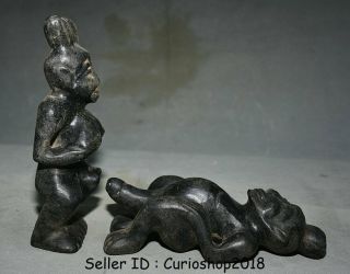 9.  2 " Antique China Hongshan Culture Jade Stone Man And Woman Phallic Statue A1