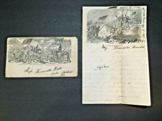 1862 (?) Civil War Letter Union Soldier To Sister On Patriotic Stationary