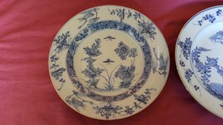 Two Chinese Late 18th Century Blue & White Stork and Insect Decorated Plates 2