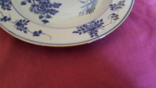 Two Chinese Late 18th Century Blue & White Stork and Insect Decorated Plates 6