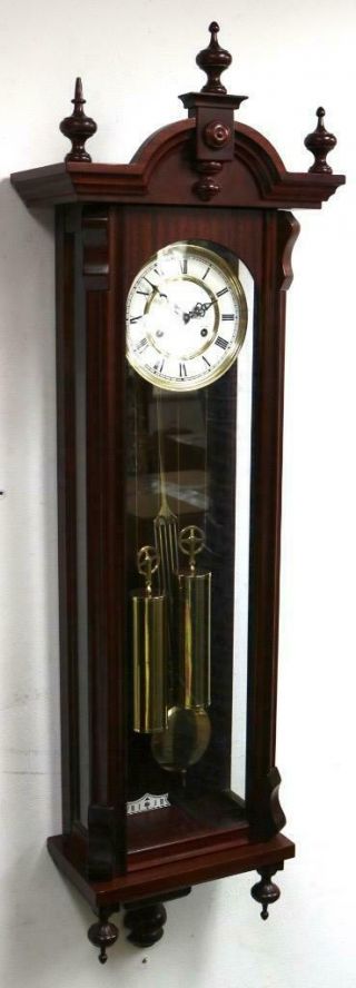 Vintage FHS Mahogany Twin Weight Regulator 8 Day Gong Striking Vienna Wall Clock 7
