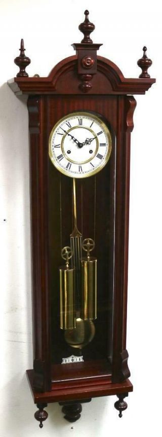 Vintage FHS Mahogany Twin Weight Regulator 8 Day Gong Striking Vienna Wall Clock 8