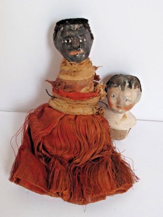 Antique Composition Doll Friends Early American Folk Art