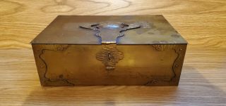 Antique Bradley & Hubbard Brass Humidor Box With Hard To Find Lock