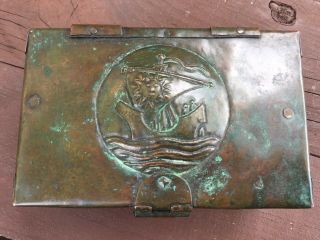 John Pearson Arts Crafts Era Hammered Copper Repousse Box Newlyn School RARE 2