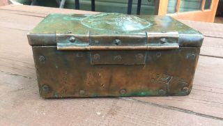 John Pearson Arts Crafts Era Hammered Copper Repousse Box Newlyn School RARE 4