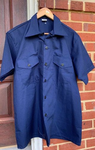 Vintage 1987’s Usn Us Navy Blue Workwear Uniform Utility Shirt.  Size Xl
