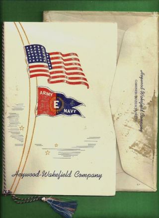 1943 Wwii Presentation Program Heywood - Wakefield From War Dept Army - Navy " E "