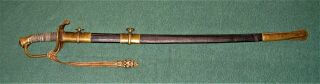 Antique U.  S.  Civil War M1850 Officers Etched Saber Sword with Scabbard Horstmann 6