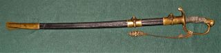Antique U.  S.  Civil War M1850 Officers Etched Saber Sword with Scabbard Horstmann 7