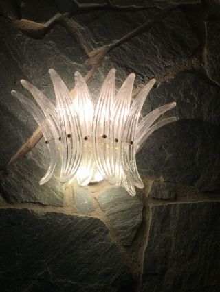 Rare Palmette Vintage Murano Glass Mid Century Sconces Wall Lamps Modern
