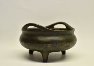 Antique Chinese Bronze Tripod Incense Burner Censer Xuande Mark 3