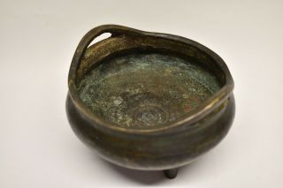 Antique Chinese Bronze Tripod Incense Burner Censer Xuande Mark 6