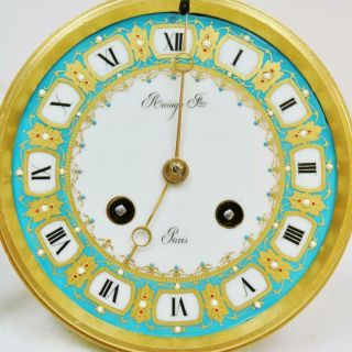 Fully Serviced Antique French 8Day Striking Clock Movement Sevres Porcelain Dial 12