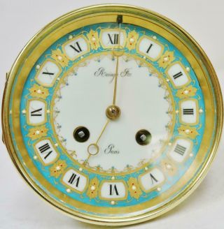 Fully Serviced Antique French 8day Striking Clock Movement Sevres Porcelain Dial