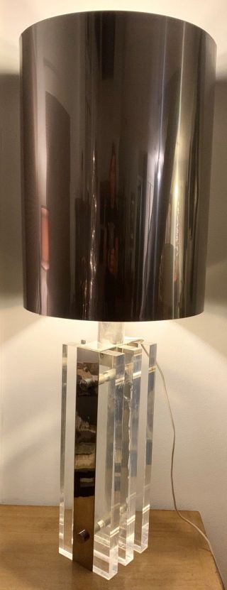 Rare Authentic Karl Springer Lucite Lamp Light Mid Century Regency Hollis Style