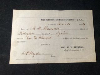 March 1864 Confederate Official Govt Receipt For Use Of Slave " Squire "