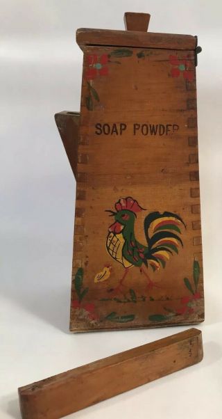 Antique Vintage Wooden Pitcher Soap Powder Detergent Container Wood Folk Art
