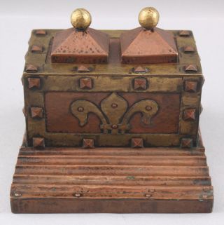 Antique Arts & Crafts Hammered Copper & Brass Inkwell,  Blotter,  Letter Opener NR 4
