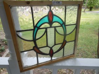Pla - M 136 Older English Leaded Stain Glass Window F/england Reframed