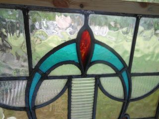 PLA - M 136 Older English Leaded Stain Glass Window F/England Reframed 3