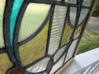 PLA - M 136 Older English Leaded Stain Glass Window F/England Reframed 6