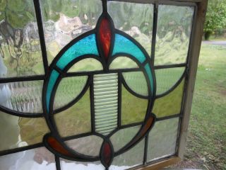 PLA - M 136 Older English Leaded Stain Glass Window F/England Reframed 9