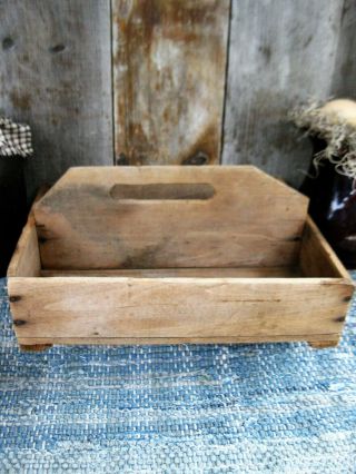Early Antique Wood Tote Surface 4