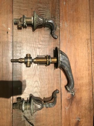 Sherle Wagner Vintage Antique Sterling S Ribbon & Reed Bathtub Faucet Set