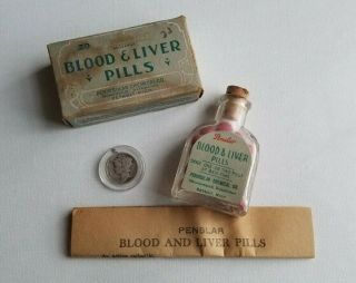 Antique Quack Medicine Penslar Blood & Liver Pills Rare Nos