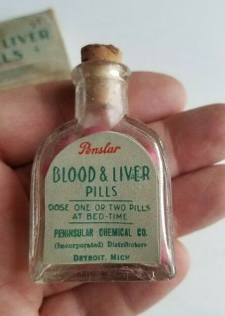 Antique Quack Medicine Penslar Blood & Liver Pills Rare NOS 2