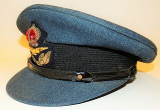 WW1 WW2 Royal Canadian Air Force RCAF RAF Officers peaked hat cap /badge NAMED 11