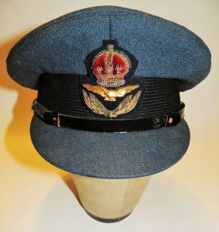 Ww1 Ww2 Royal Canadian Air Force Rcaf Raf Officers Peaked Hat Cap /badge Named