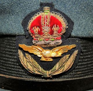 WW1 WW2 Royal Canadian Air Force RCAF RAF Officers peaked hat cap /badge NAMED 5