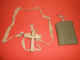 G.  Britain Army: 1942 Wwii Water Canteen&webbing Strap&cover 
