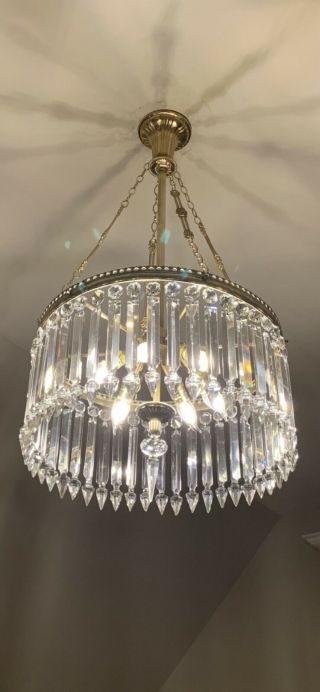 Rare 19th Century Antique Crystal & Bronze Chandelier 5