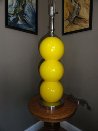Vintage Mid Century Modern Yellow Table Lamp Ceramic 1970s