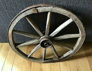 Antique Wagon Iron Wrap Cart Wood 10 Spoke 20” Pioneer Wheel