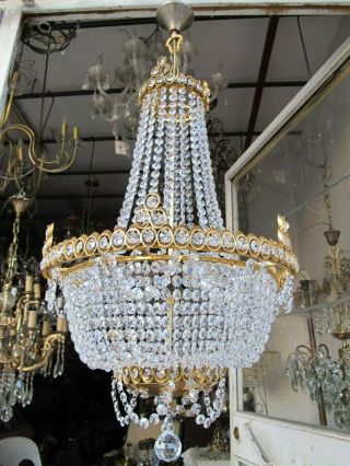 Antique Vnt Huge Real Swarovski Crystal Chandelier 1940 