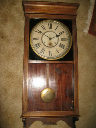Antique Victorian Wall Clock 39  X 18  For Repair