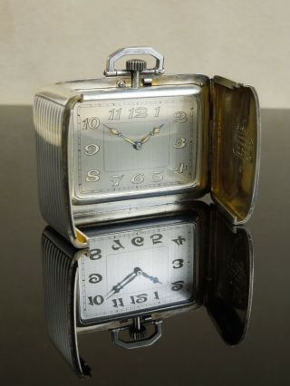 Rare Spring - Folding Sterling Silver Juvenia Swiss Pocket / Travel Clock $850,