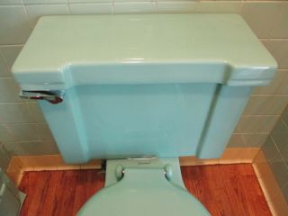 Vintage American Standard Ming or Green Toilet 1950’s Mid Century Art Deco 4