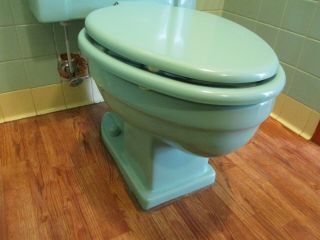 Vintage American Standard Ming or Green Toilet 1950’s Mid Century Art Deco 9