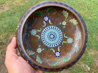 Estate Old House Chinese Antique Qing Dynasty 18th Floral Cloisonne Brush Wash