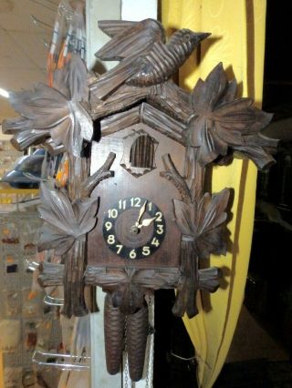 ANTIK BLACK FOREST CUCKOO CLOCK WITH WOOD BOARD MOVEMENT FOR A A RESTAURATION 11