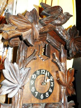 Antik Black Forest Cuckoo Clock With Wood Board Movement For A A Restauration