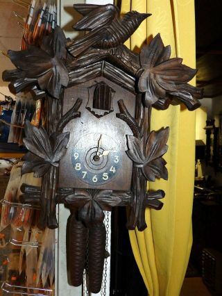 ANTIK BLACK FOREST CUCKOO CLOCK WITH WOOD BOARD MOVEMENT FOR A A RESTAURATION 4