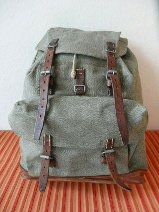 Swiss Army Military Backpack Rucksack 1957 Ch Canvas Salt & Pepper 57